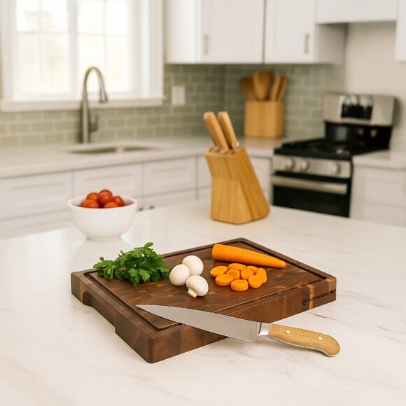 Greenwalnut Premium Acacia End-Grain Cutting Board with Juice Groove - Picture 4 of 5